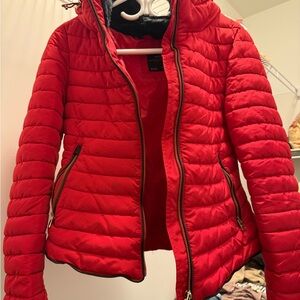 Zara Vibrant Red Quilted Puffer Jacket Medium